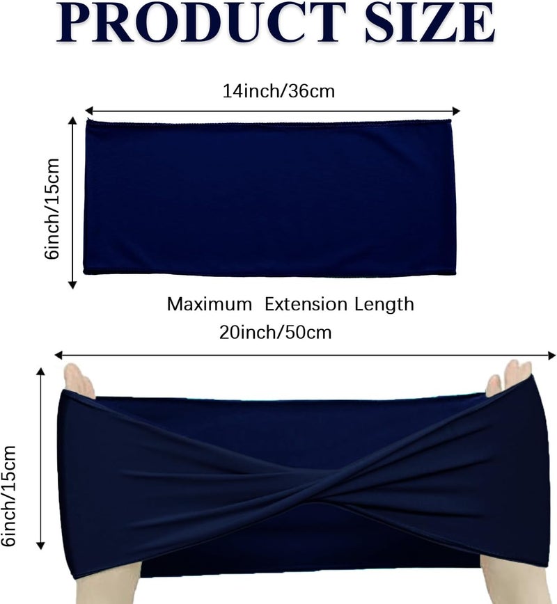 Fbewom Navy Blue Chair Sashes Bows 50 Pcs Spandex Chair Bands Ties Without Buckle Decorations for Wedding Birthday Party Events Ceremony - Image 2